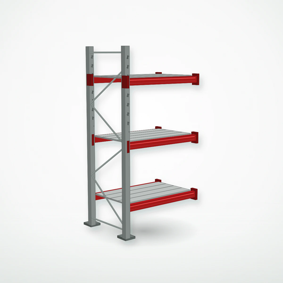 Паллетный фронтальный стеллаж с металлическими полками Максстор PF-DECK MET900, 2500х1250х785 мм, 3 ур., 900 кг/ур., дополнительная секция